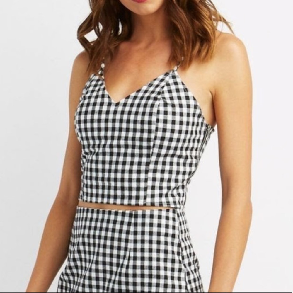 Black and White checkered Crop Top